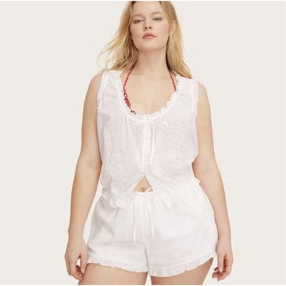 NWT Parke X Target Women's 2 Piece Set Embroidered Tank Top Shorts Soft Girl XL